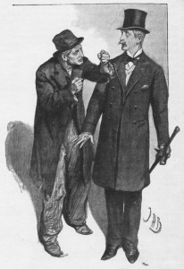 I turned round and faced the dark scowl . . . of a dilapidated tramp Illustration by John H. Bacon