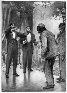 "Whort price thet brikewater?" drawled Raffles coolly. Illustration by John H. Bacon