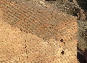 Roman bricks. These are in the Colosseum, Rome.