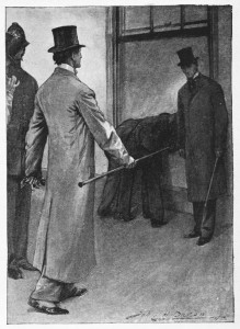 "May I ask what you gentlemen want?" said he severely. Illustration by John H. Bacon