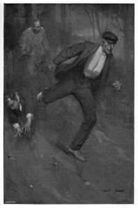 Nay, as I flagged and stumbled I heard him pounding steadily behind. Illustration by Cyrus Cuneo