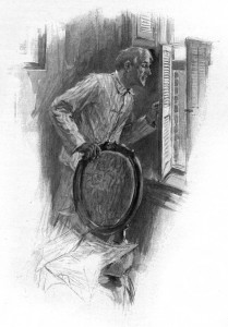 He was peeping through the blind. Illustration by F. C. Yohn