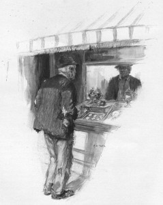 I saw a white-headed old chap looking at me through a shop-window. Illustration by F. C. Yohn